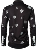 Men's Christmas Santa Button Up Black Novelty Long Sleeve Shirt