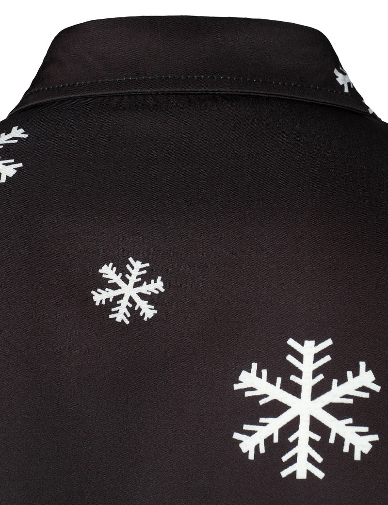 Men's Christmas Santa Button Up Black Novelty Long Sleeve Shirt