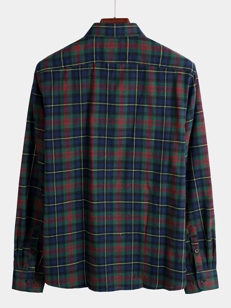 Men's Button Up Regular Fit Long Sleeve Plaid Flannel Casual Shirts