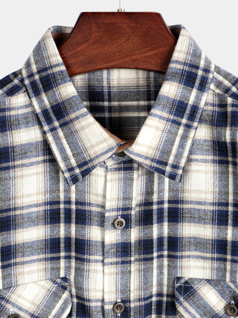 Men's Button Up Regular Fit Long Sleeve Plaid Flannel Casual Shirts