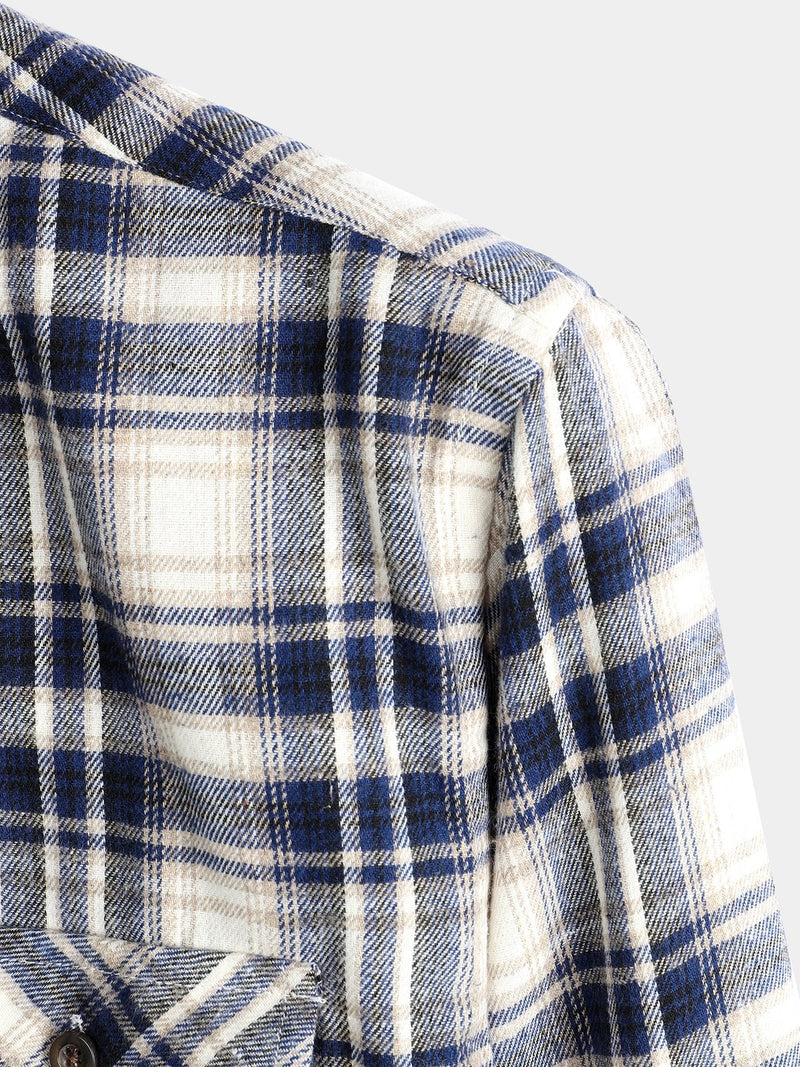 Men's Button Up Regular Fit Long Sleeve Plaid Flannel Casual Shirts