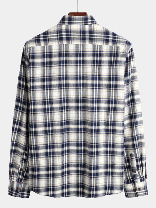 Men's Button Up Regular Fit Long Sleeve Plaid Flannel Casual Shirts