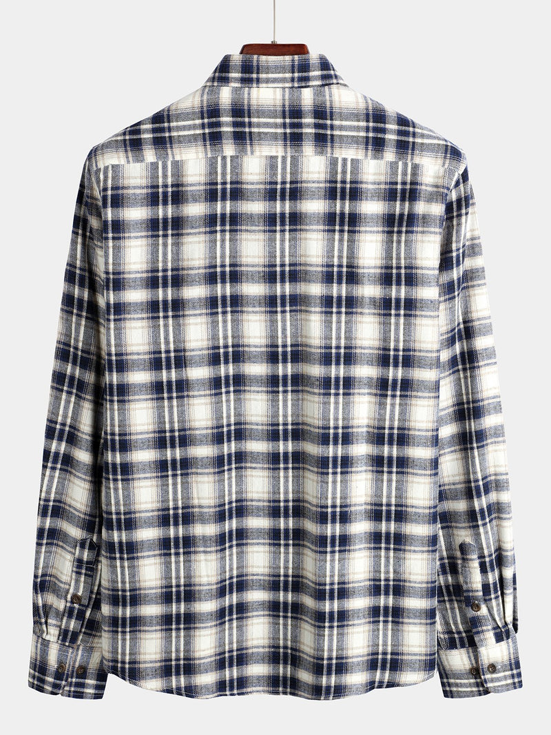 Men's Button Up Regular Fit Long Sleeve Plaid Flannel Casual Shirts