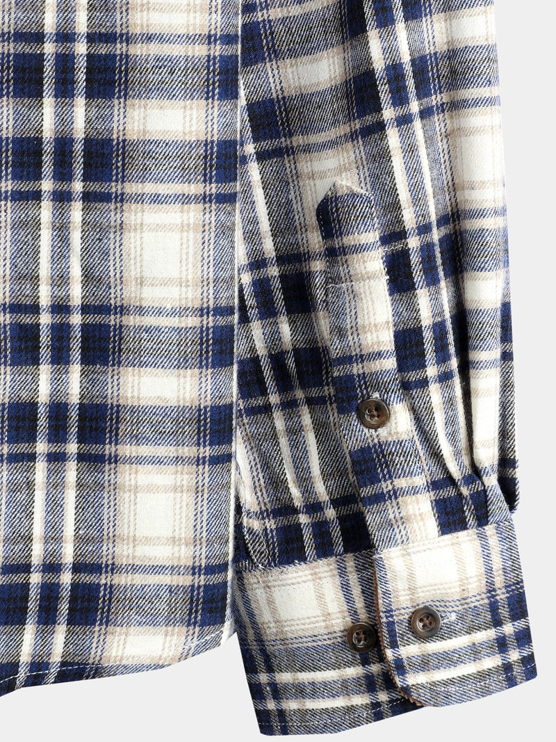 Men's Button Up Regular Fit Long Sleeve Plaid Flannel Casual Shirts