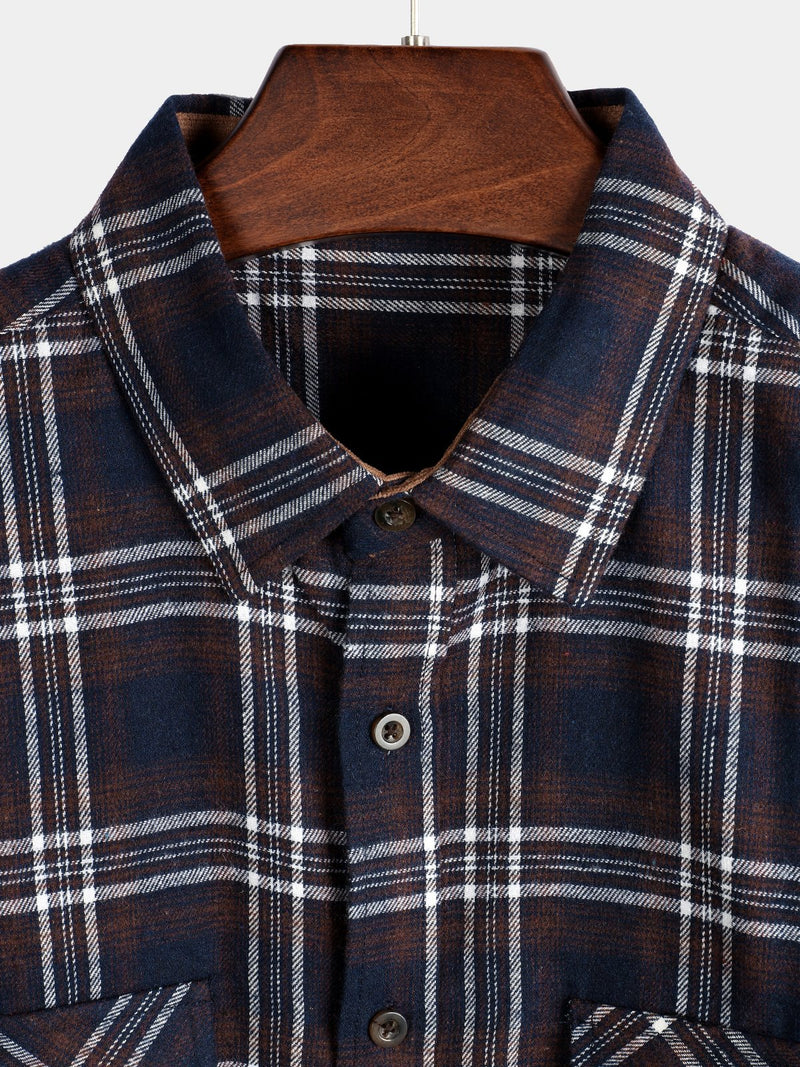 Men's Button Up Regular Fit Long Sleeve Plaid Flannel Casual Shirts