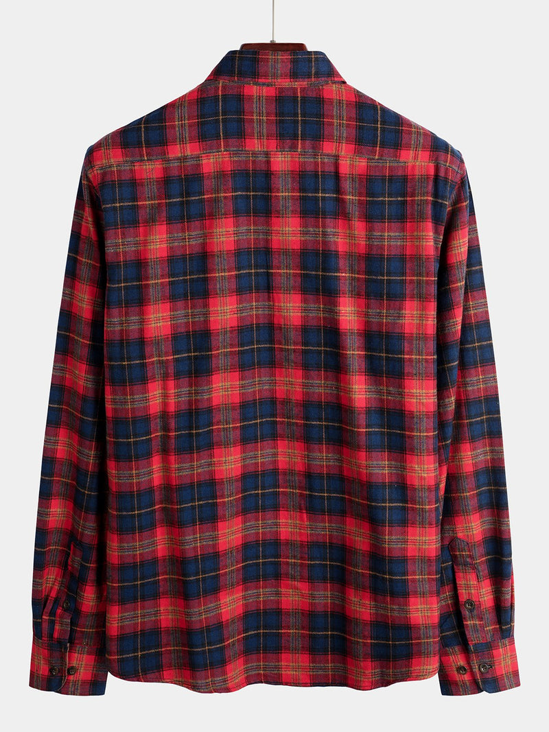 Men's Button Up Regular Fit Long Sleeve Plaid Flannel Casual Shirts