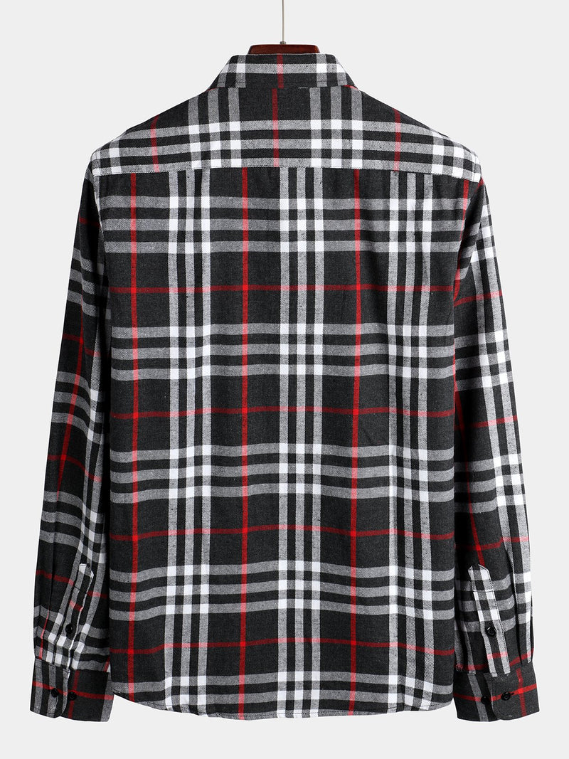 Men's Button Up Regular Fit Long Sleeve Plaid Flannel Casual Shirts