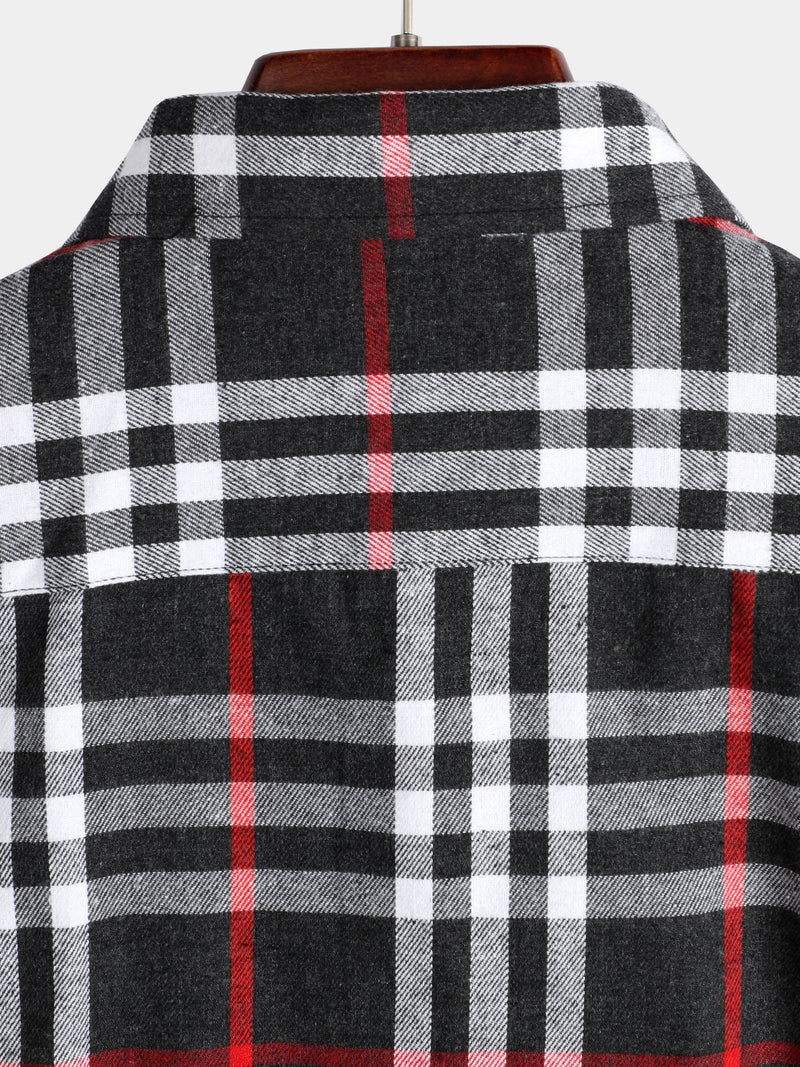 Men's Button Up Regular Fit Long Sleeve Plaid Flannel Casual Shirts