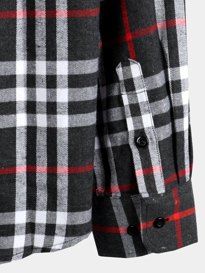 Men's Button Up Regular Fit Long Sleeve Plaid Flannel Casual Shirts