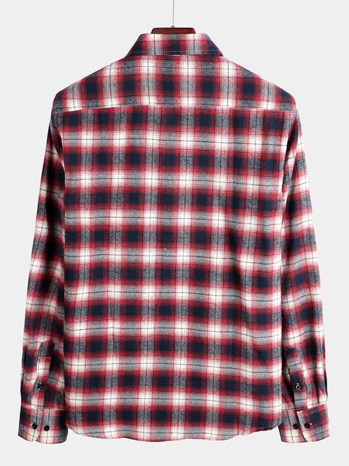 Men's Button Up Regular Fit Long Sleeve Plaid Flannel Casual Shirts