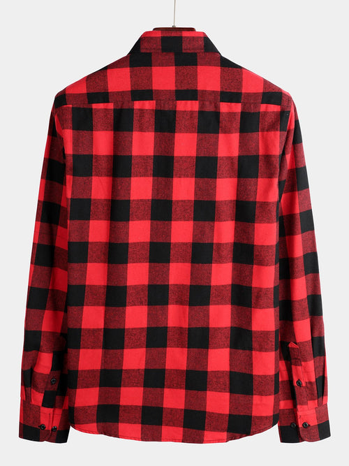 Men's Button Up Regular Fit Long Sleeve Plaid Flannel Casual Shirts