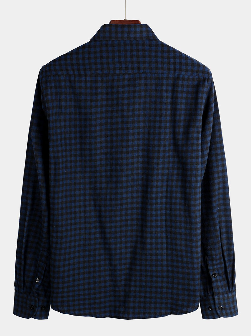 Men's Button Up Regular Fit Long Sleeve Plaid Flannel Casual Shirts