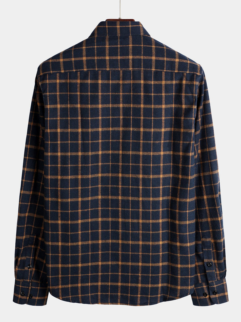 Men's Button Up Regular Fit Long Sleeve Plaid Flannel Casual Shirts