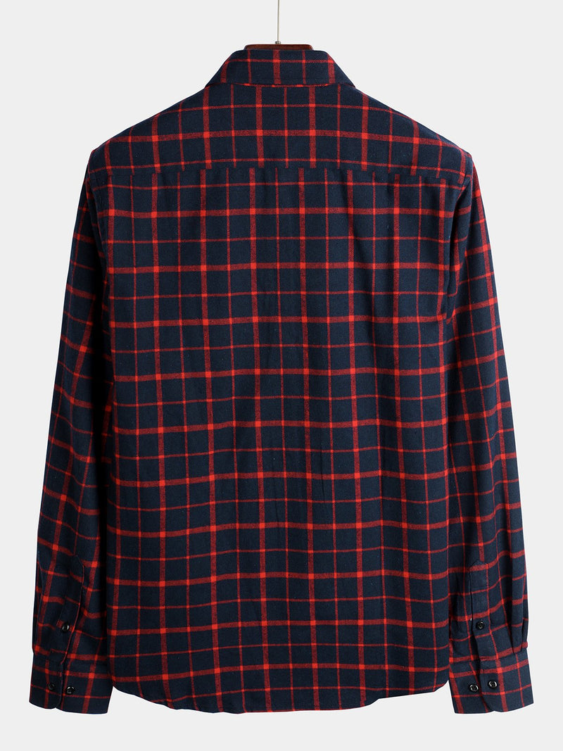 Men's Button Up Regular Fit Long Sleeve Plaid Flannel Casual Shirts