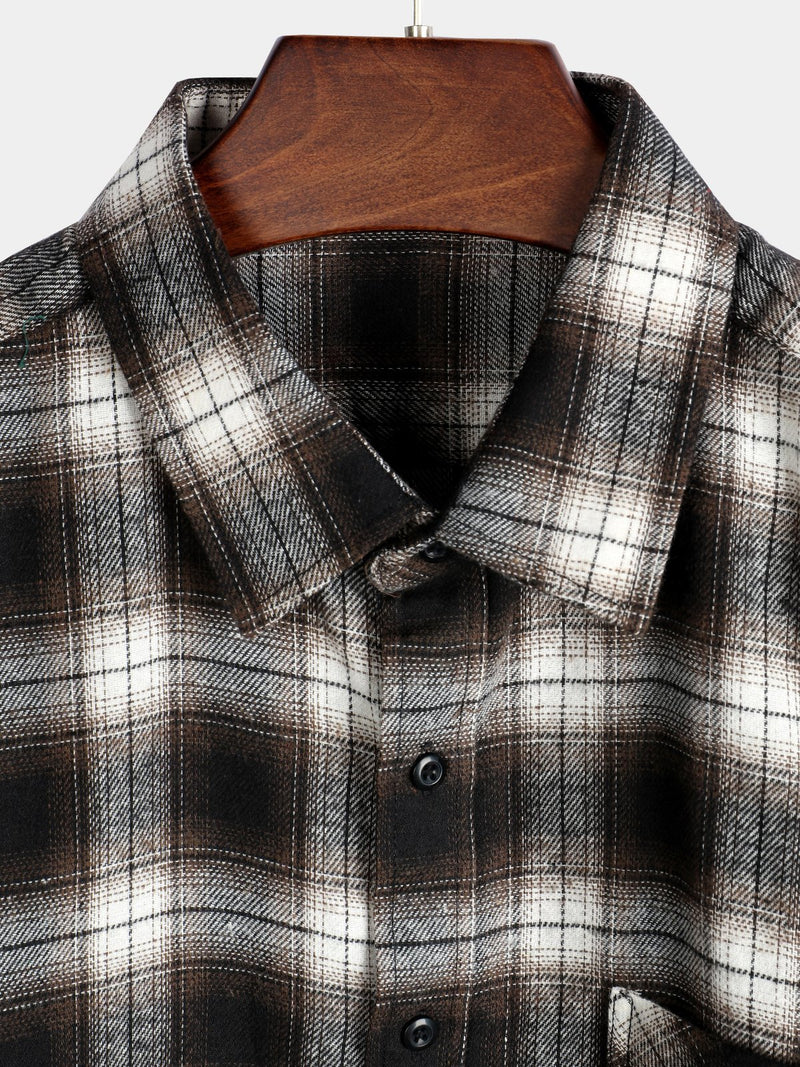 Men's Button Up Regular Fit Long Sleeve Plaid Flannel Casual Shirts