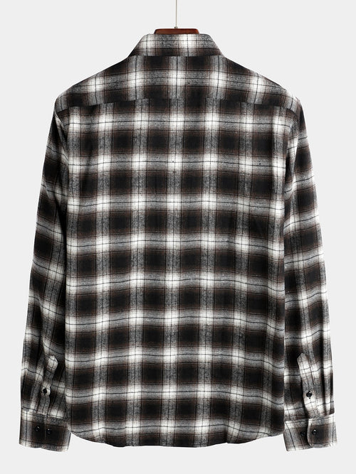 Men's Button Up Regular Fit Long Sleeve Plaid Flannel Casual Shirts