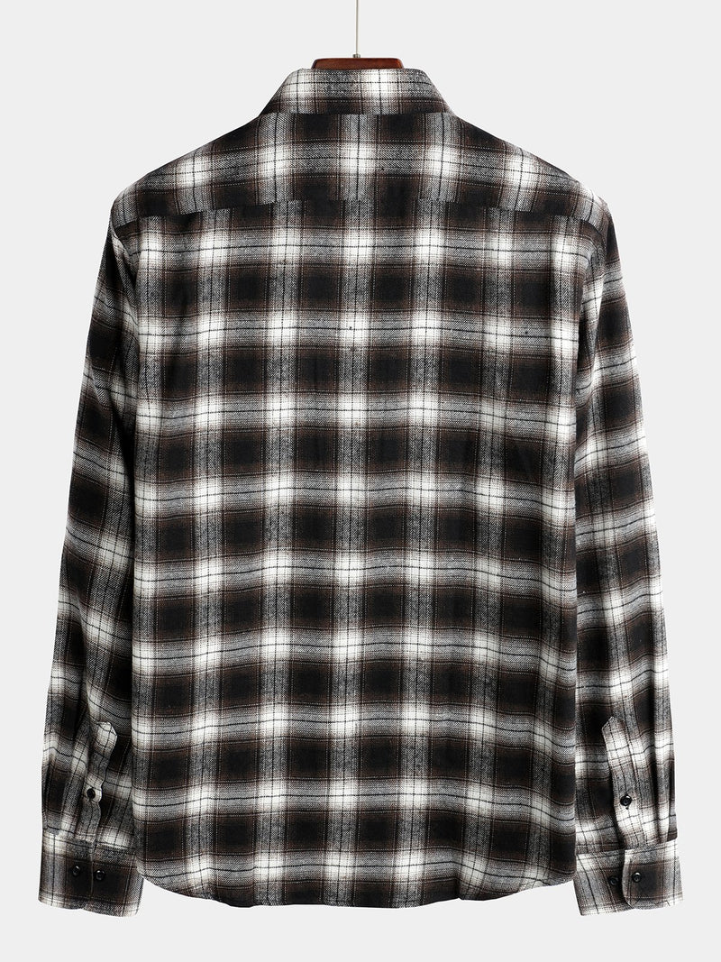 Men's Button Up Regular Fit Long Sleeve Plaid Flannel Casual Shirts