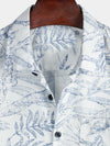 Men's Summer Retro Floral Print Pocket Floral Short Sleeve Button Up White Hawaiian Shirt