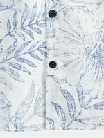 Men's Summer Retro Floral Print Pocket Floral Short Sleeve Button Up White Hawaiian Shirt