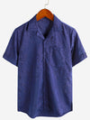 Men's Hawaiian Floral Pocket Jacquard Button Up Short Sleeve Summer Cuban Collar Camp Shirt