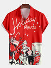 Men's Santa Claus Red Holiday Short Sleeve Christmas Shirt