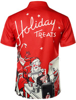 Men's Santa Claus Red Holiday Short Sleeve Christmas Shirt