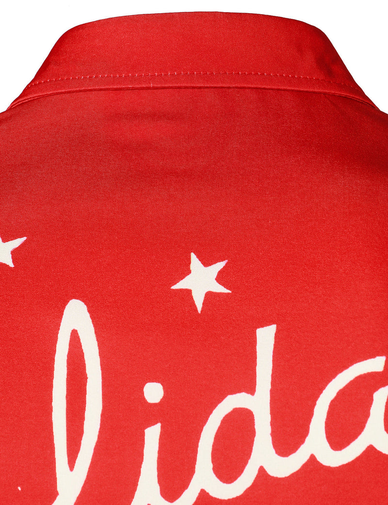 Men's Santa Claus Red Holiday Short Sleeve Christmas Shirt