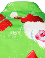 Men's Vintage Santa Claus And Gift Print Costume Green  Funny Christmas Themed Short Sleeve Shirt