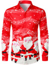 Men's Music Merry Christmas Carol Themed Top Santa Claus Xmas Costume Red Funny Long Sleeve Shirt