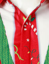Men's Christmas Tree Print Funny Outfit Themed Top Red Long Sleeve Shirt