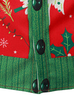 Men's Christmas Tree Print Funny Outfit Themed Top Red Long Sleeve Shirt
