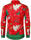 Men's Christmas Tree Print Funny Outfit Themed Top Red Long Sleeve Shirt