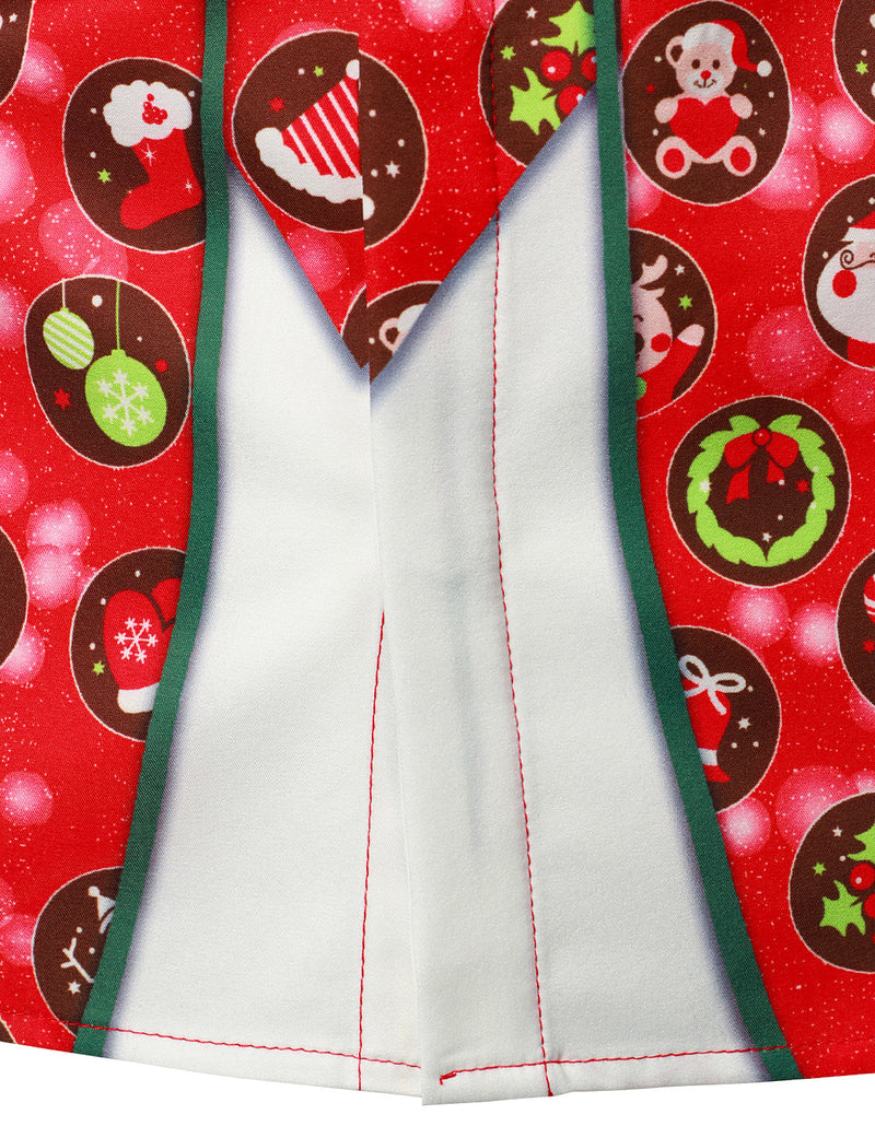 Men's Funny Christmas Print Red Button Up Long Sleeve Shirt