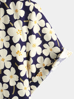 Men's Floral Print Holiday Flower Casual Short Sleeve Shirt