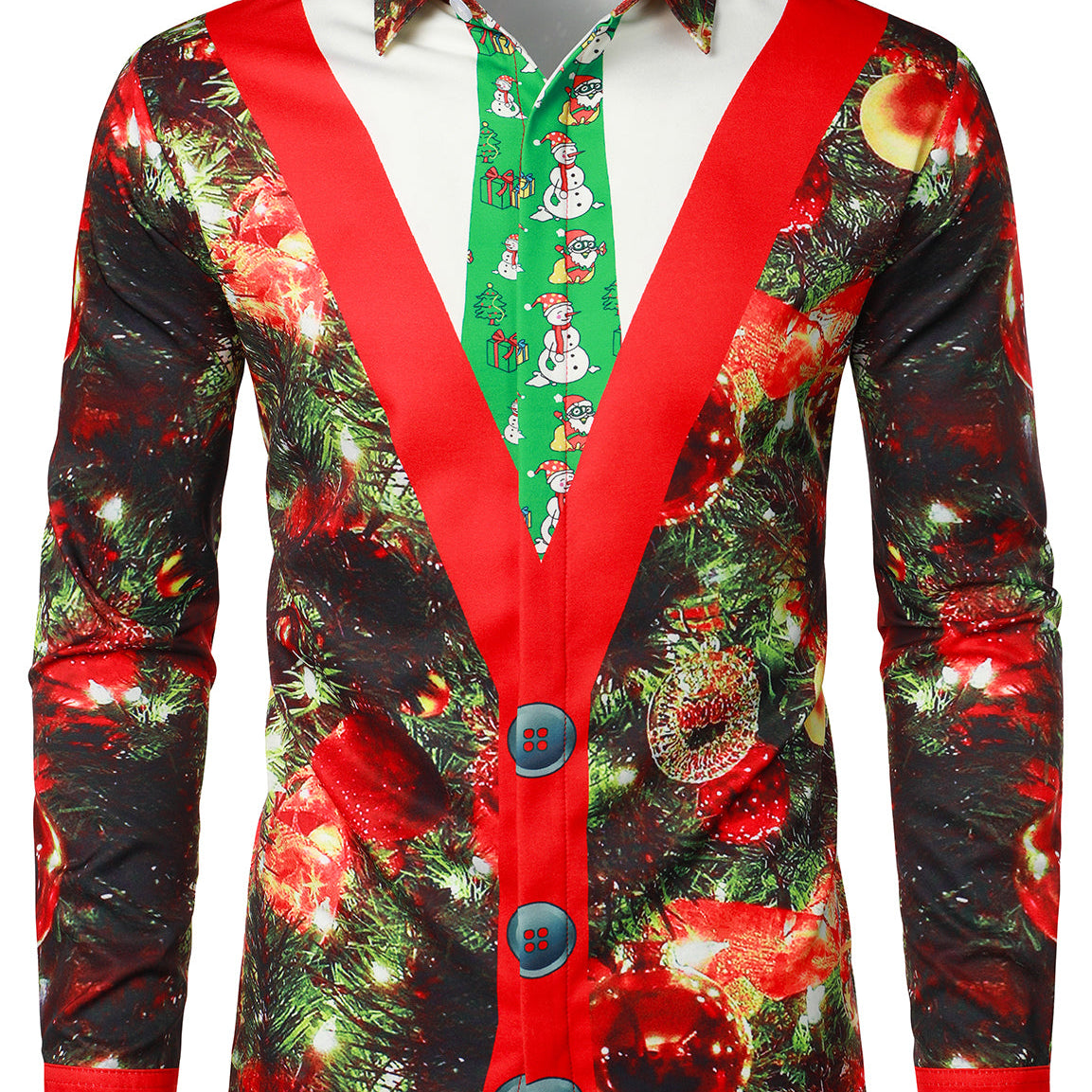 Men's Christmas Decoration Funny Button Up Long Sleeve Shirt