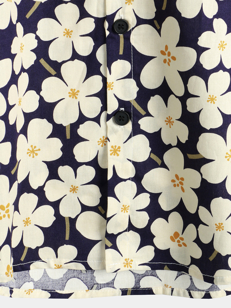 Men's Floral Print Holiday Flower Casual Short Sleeve Shirt