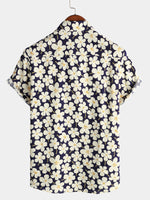 Men's Floral Print Holiday Flower Casual Short Sleeve Shirt