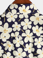 Men's Floral Print Holiday Flower Casual Short Sleeve Shirt