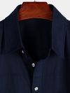 Men's Cotton & Linen Chest Pockets Solid Color Short Sleeve Shirt