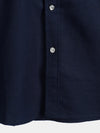 Men's Cotton & Linen Chest Pockets Solid Color Short Sleeve Shirt