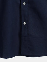 Men's Cotton & Linen Chest Pockets Solid Color Short Sleeve Shirt