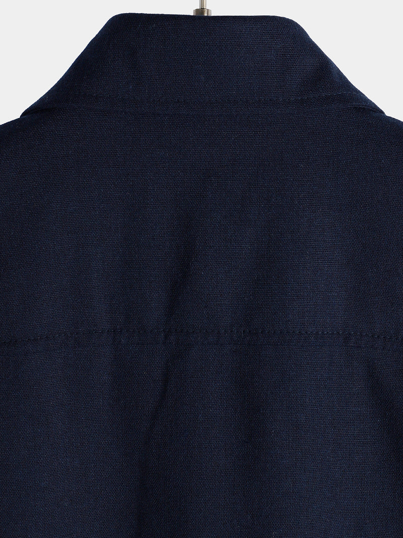 Men's Cotton & Linen Chest Pockets Solid Color Short Sleeve Shirt