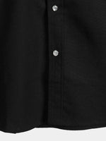 Men's Cotton & Linen Chest Pockets Solid Color Short Sleeve Shirt