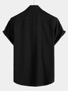 Men's Cotton & Linen Chest Pockets Solid Color Short Sleeve Shirt
