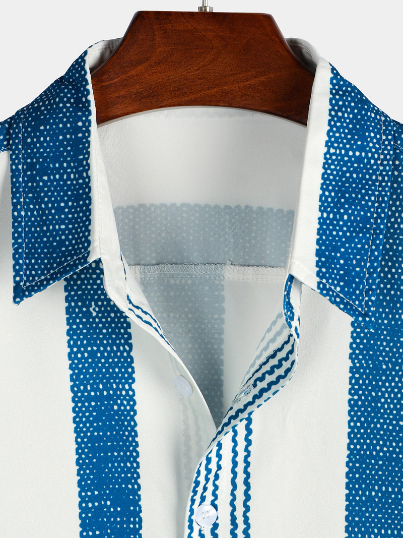 Bundle Of 3 | Men's Floral & Stripe Holiday Summer Print Casual White Beach Short Sleeve Shirts