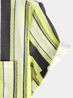 Men's Vintage Black and Yellow Vertical Striped Print Summer Casual Pocket Short Sleeve Shirt