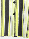 Men's Vintage Black and Yellow Vertical Striped Print Summer Casual Pocket Short Sleeve Shirt