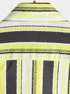 Men's Vintage Black and Yellow Vertical Striped Print Summer Casual Pocket Short Sleeve Shirt