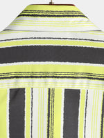 Men's Vintage Black and Yellow Vertical Striped Print Summer Casual Pocket Short Sleeve Shirt