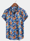 Men's Summer Floral Print Beach Resort Holiday Cotton Aloha Short Sleeve Hawaiian Shirt